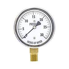 0-30 Inches W.C. Pressure Gauge with 1/4