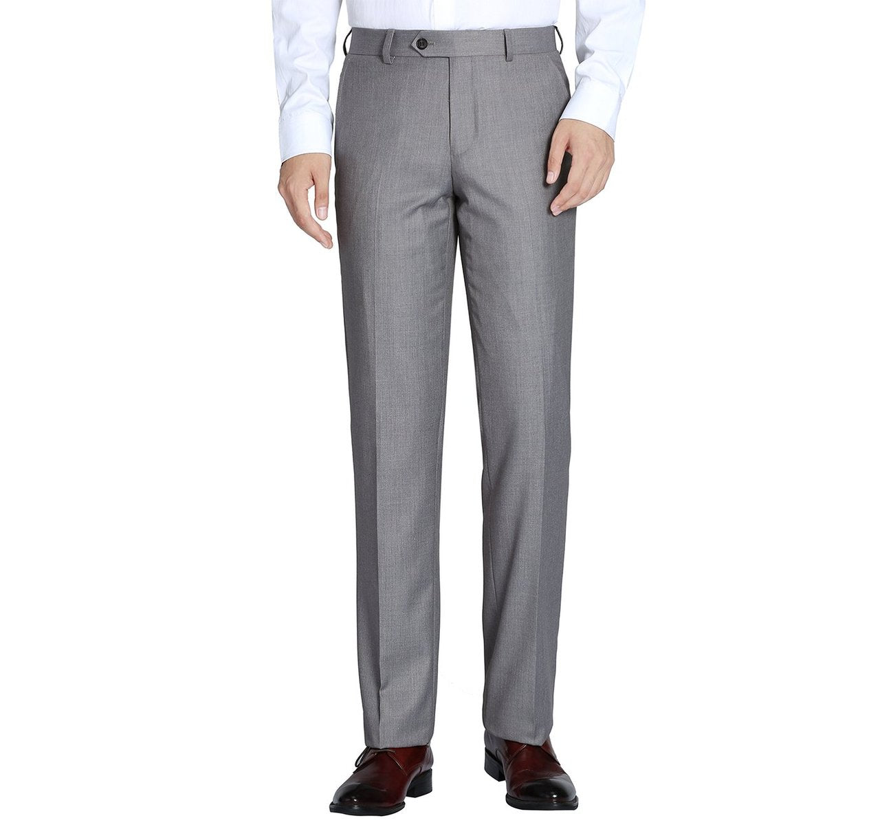 Renoir Grey Slim Fit Flat Front Wool Suit Pants by Alessandro Vitello - Premium Men's Dress Pants for Business, Office & Formal Occasions
