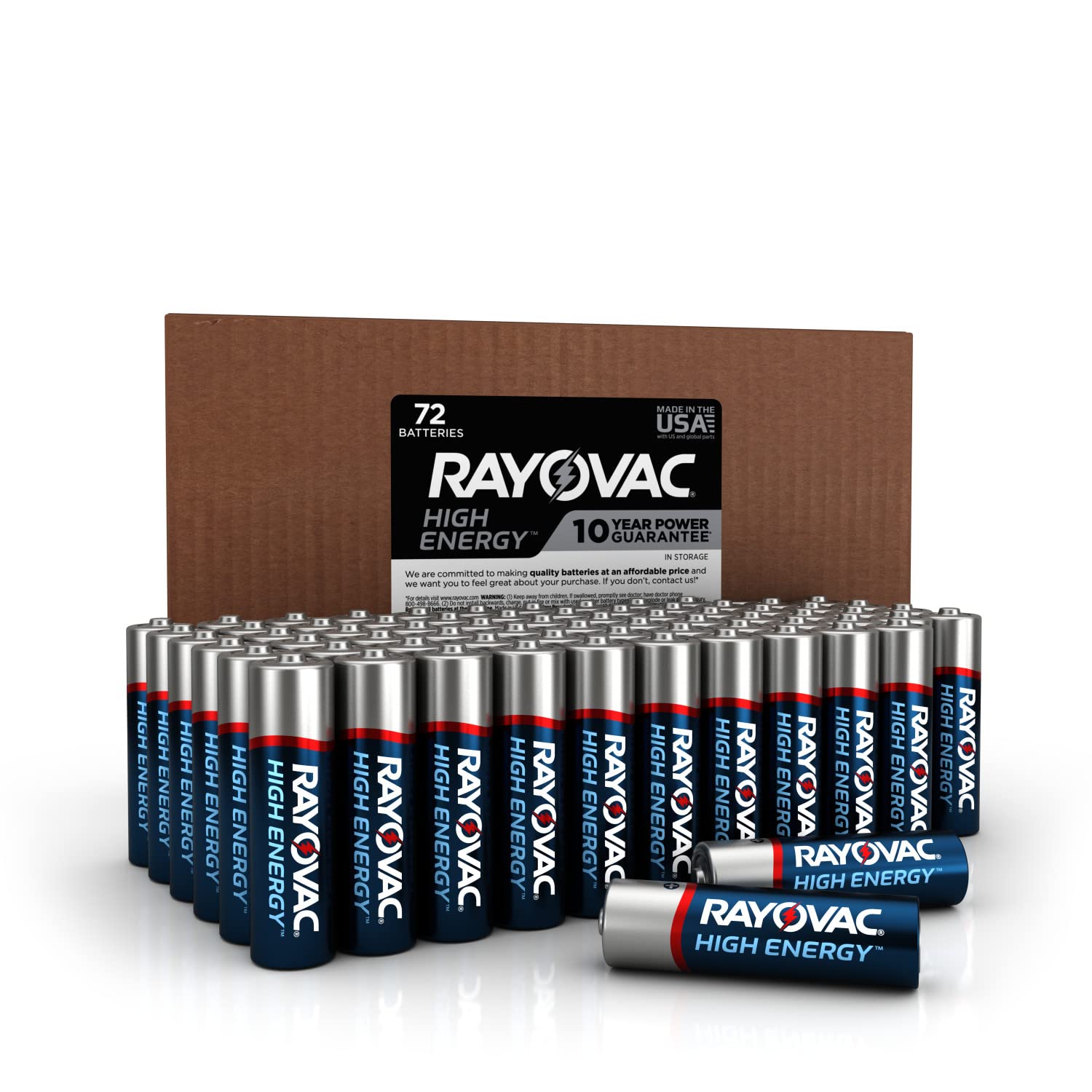 Rayovac AA Alkaline Batteries - 72 Pack | Long-Lasting Power for Toys, Flashlights & Electronics | Double A Battery Bulk for Home & Office Use