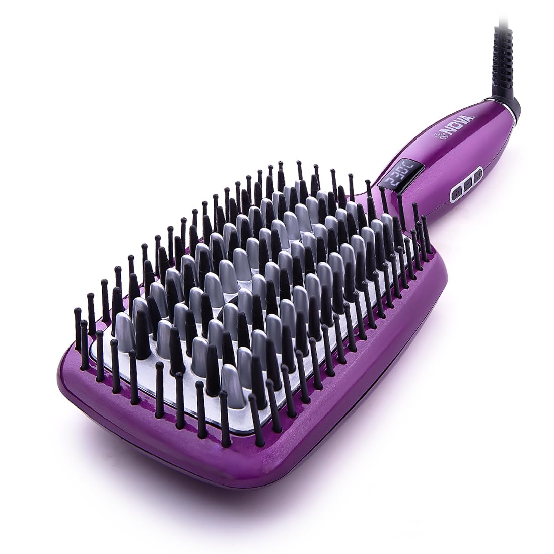 NOVA NHS 907 Professional Hair Straightener & Styling Brush - Purple | 2-in-1 Flat Iron & Volumizing Brush for Smooth, Frizz-Free Hair | Perfect for Home Use, Travel & Salon Styling