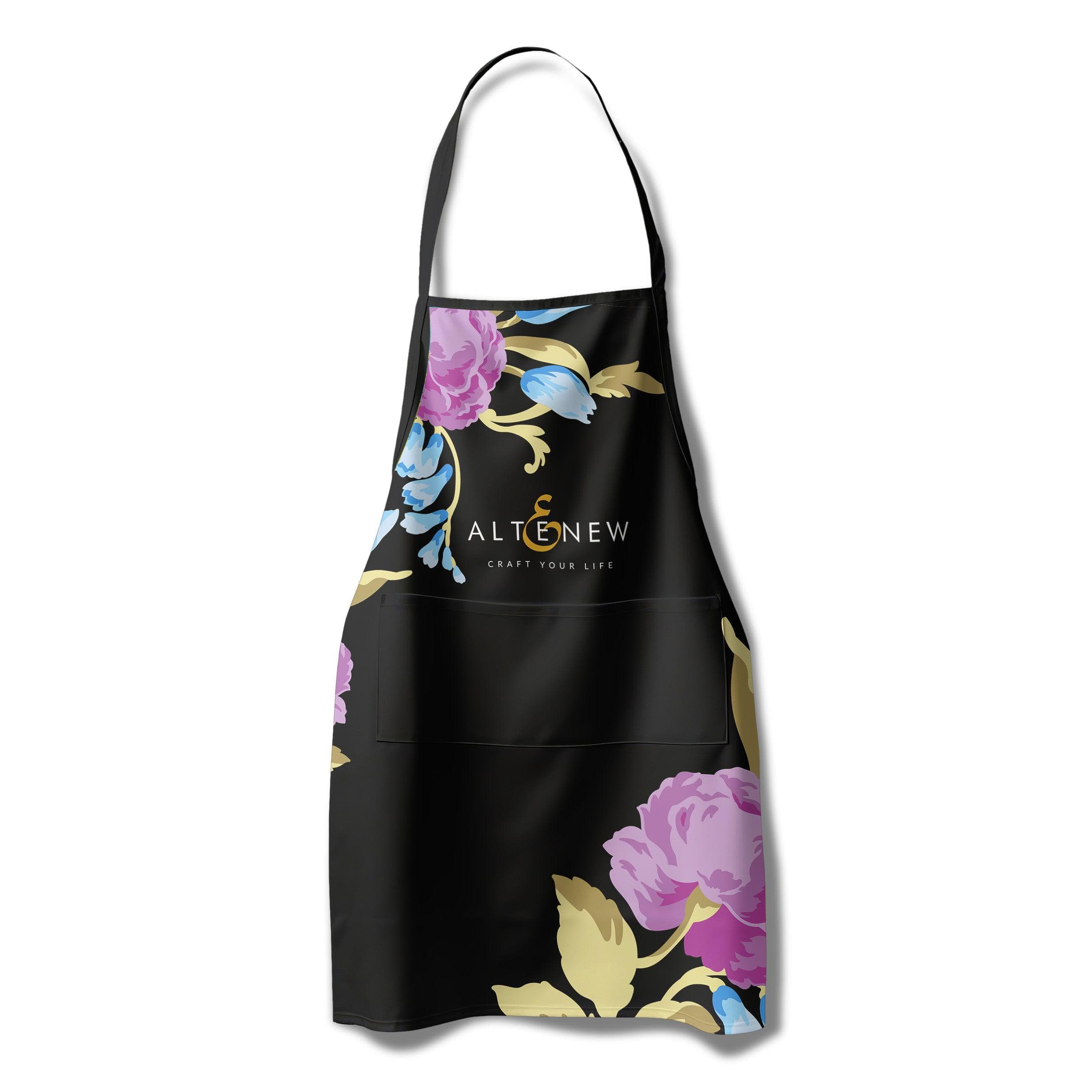 Artsy Apron - Blue & Purple Floral Design Kitchen Apron for Cooking, Baking & Painting | Adjustable & Stylish Protective Wear