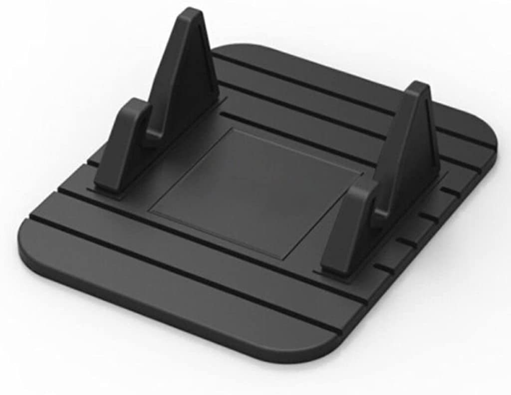 Non-Slip Car Silicone Seat & Dashboard Phone Holder - Universal GPS Mount for iPhone, Samsung, Smartphones - Black Anti-Skid Pad for Safe Driving & Phone Protection (Perfect for Road Trips & Daily Commute)