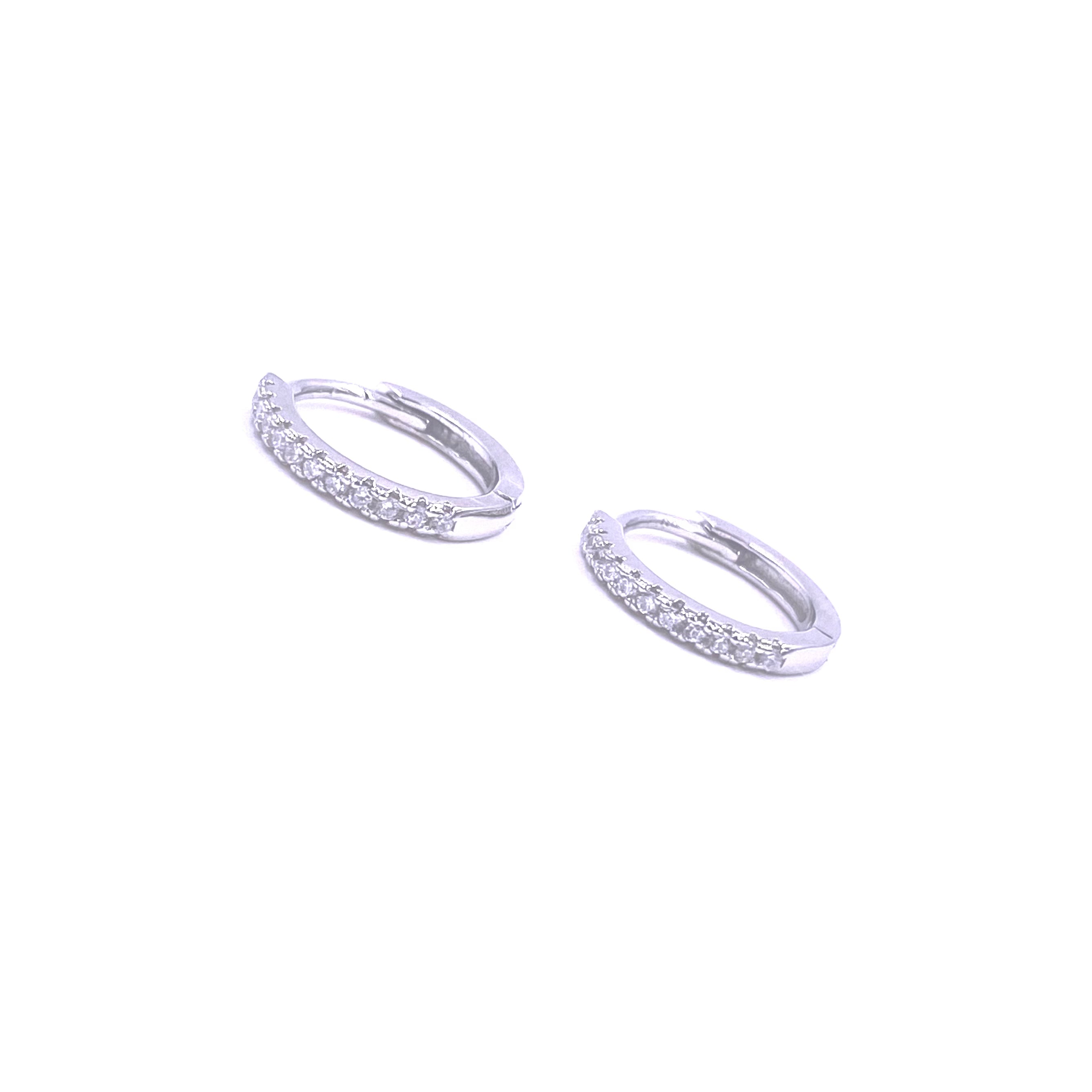 Ashley Gold Sterling Silver Mini Huggie CZ Earrings for Women - Sparkling Cubic Zirconia Hoop Earrings for Everyday Wear & Special Occasions