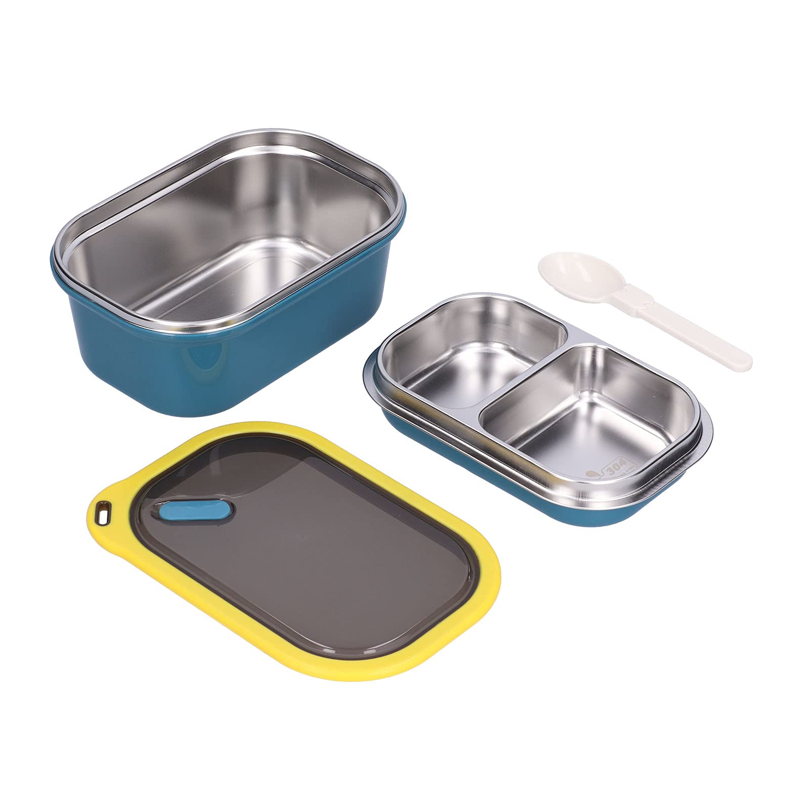 Stainless Steel Bento Lunch Box for Kids & Adults - 1.2L Double Layer Leak-Proof Food Container - Perfect for School, Office, Travel, Camping & Home Use (Blue)
