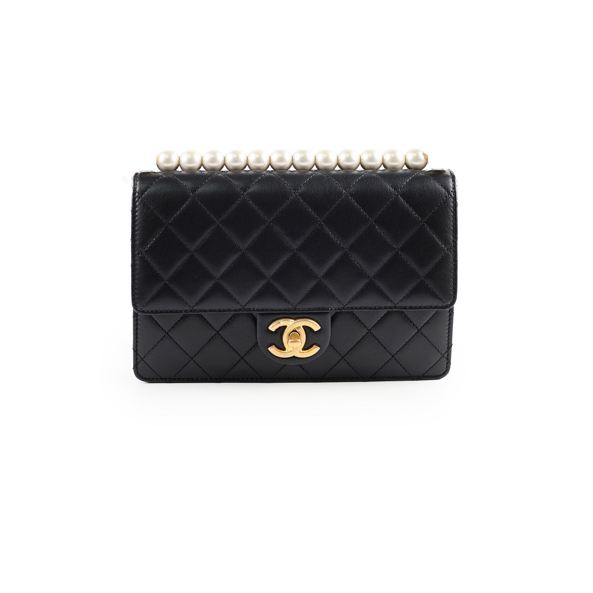 Chanel Seasonal Pearl Flap Bag Black - Luxury Designer Handbag for Women, Perfect for Parties, Weddings & Special Occasions
