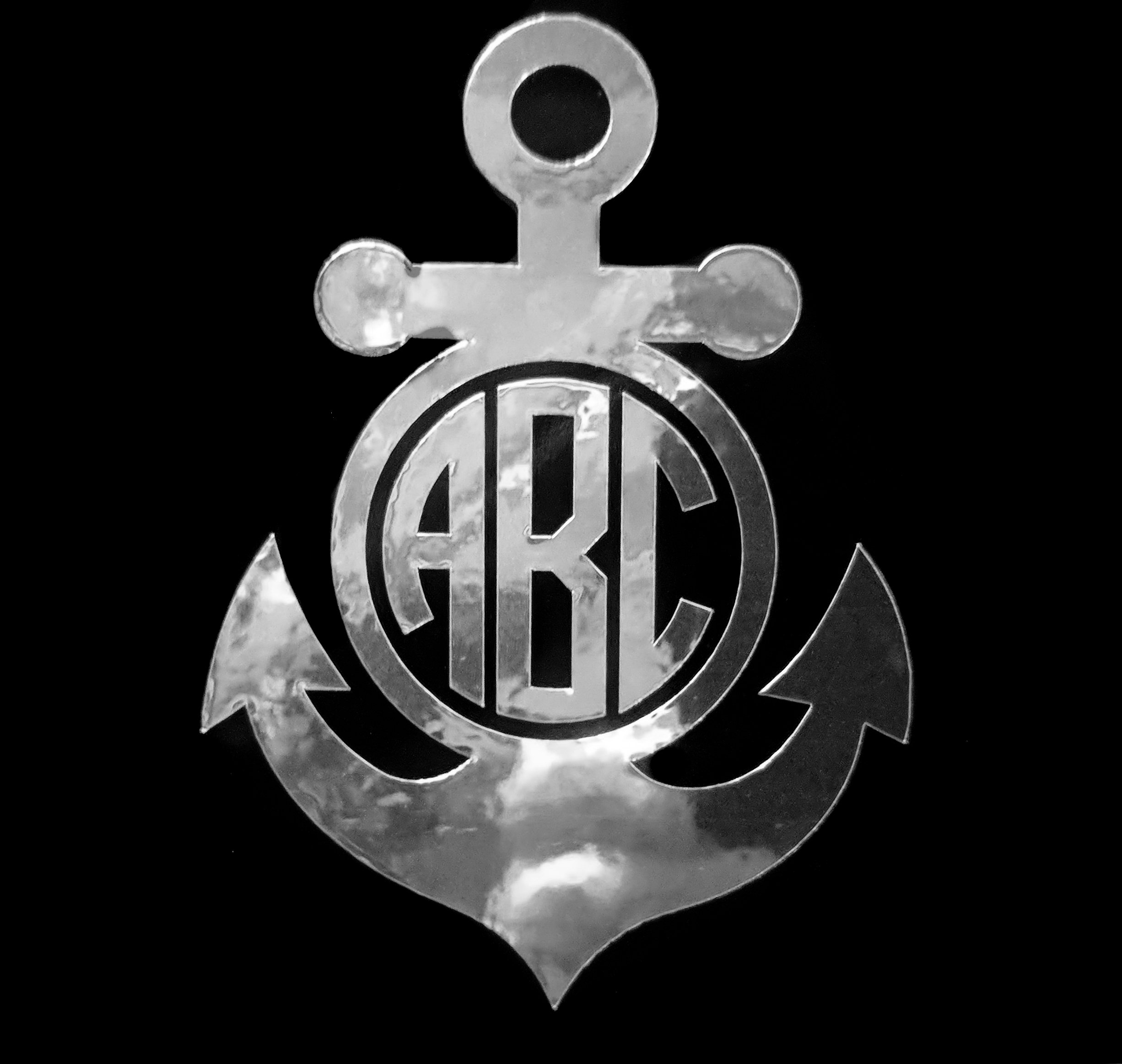 Custom Metallic Circle Anchor Monogram Letter Initial Sticker Decal - 5