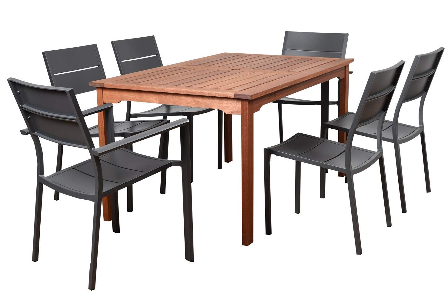 Amazonia Koningsdam 7-Piece Rectangular Patio Dining Set for Outdoor Entertaining - Durable Weather-Resistant International Home Furniture for Garden, Poolside & Backyard Dining