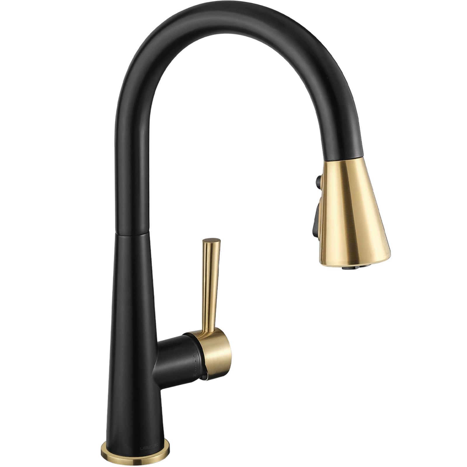 Premium Matte Black & Brushed Gold Kitchen Faucet with Magnetic Pull Down Sprayer - Modern Lava Odoro Design, Deck Plate & Docking Spray Head (Model KF321-GB) - Perfect for Farmhouse, RV & Apartment Kitchen Sinks