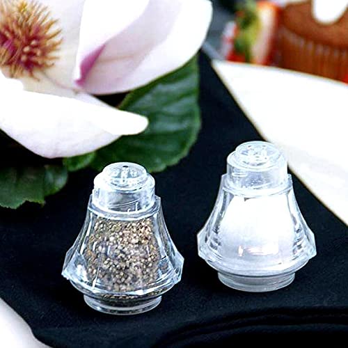 Balsa Wood 12-Piece Clear 2-Inch Tall Salt and Pepper Shakers Set - Condiment Containers for Kitchen, Dining Table & Restaurant Use