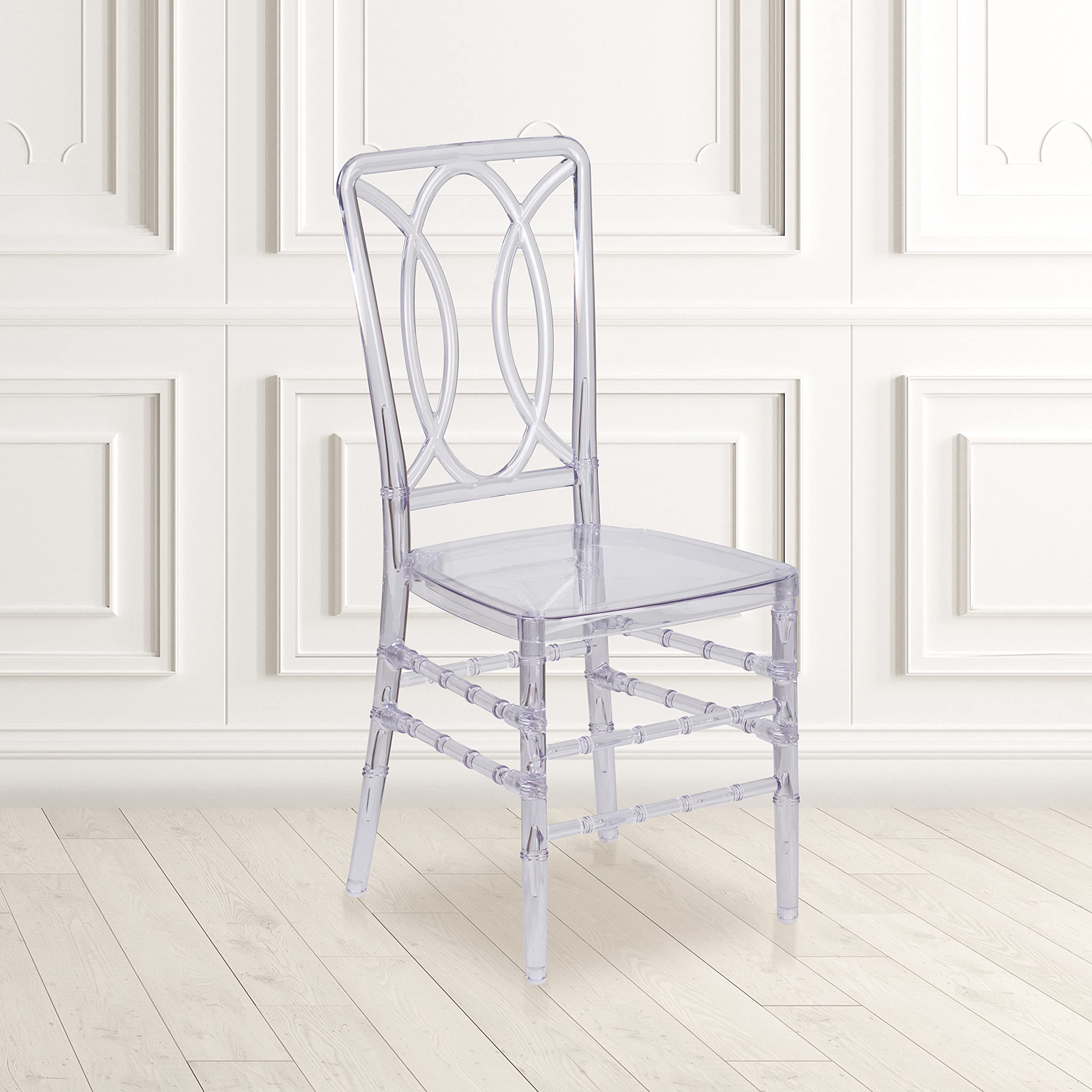 UV Resistant Crystal Ice Stacking Chairs with Designer Back - Modern Event & Wedding Chairs for Indoor/Outdoor Use - Perfect for Banquets, Parties, and Commercial Spaces