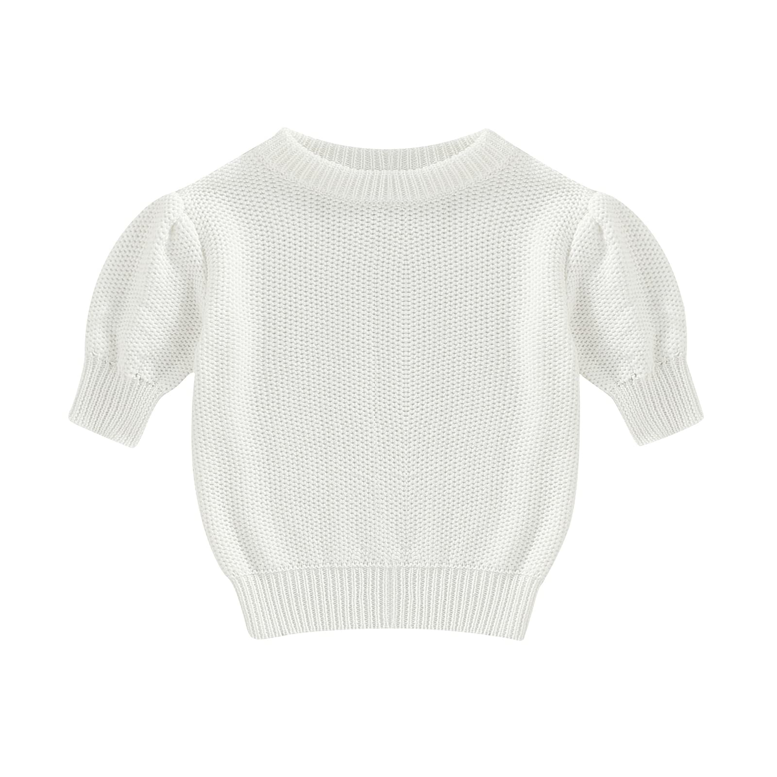 WONGCHOlCE Toddler Baby Girls & Boys Summer Knit T-Shirt - Short Sleeve Solid Color Crew Neck Sweater - Soft Cotton Knitwear for Playtime & Outdoor Activities