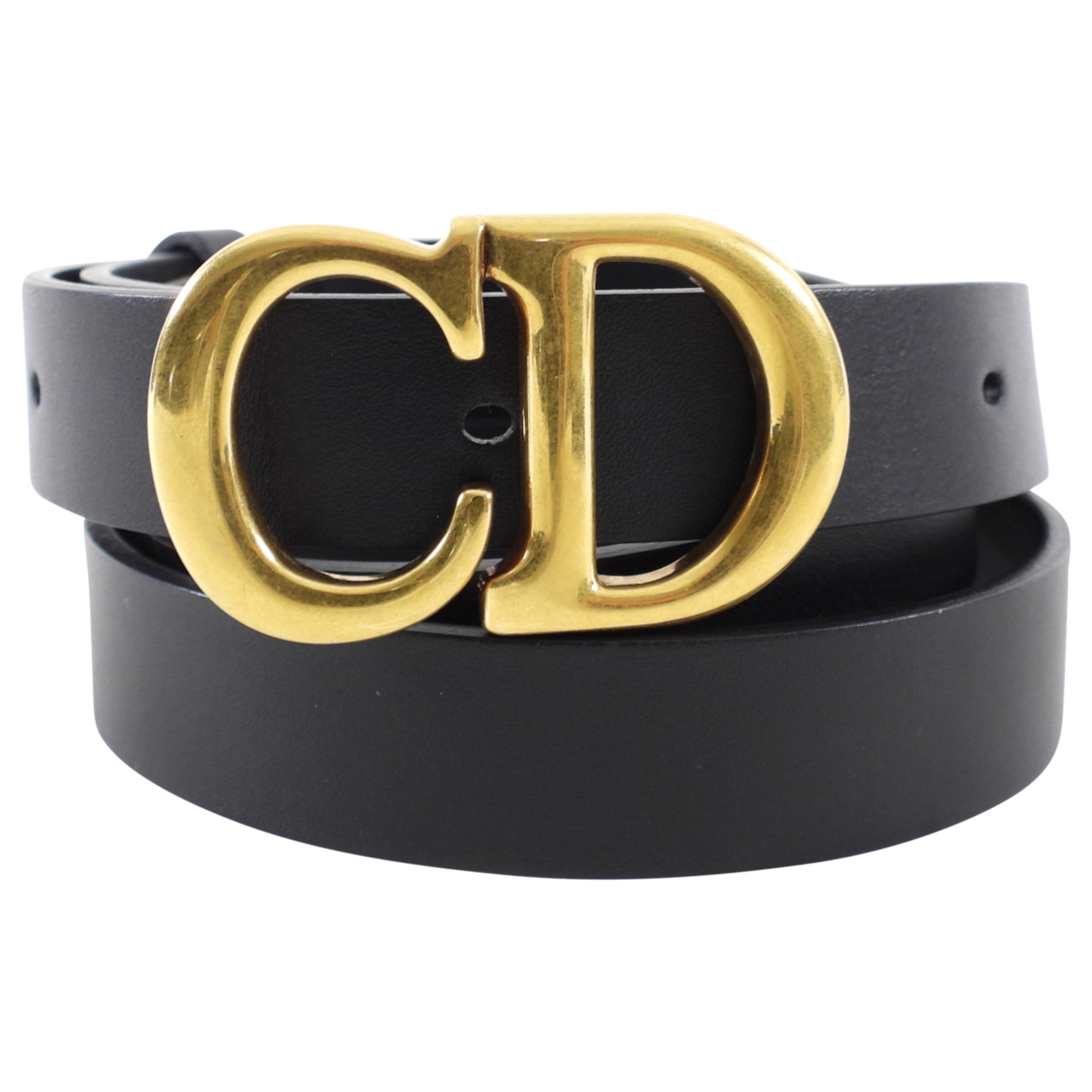 Christian Dior 20mm Black Leather Saddle Belt - Luxury Designer Waist Belt for Women | Perfect for Jeans, Dresses & Formal Outfits
