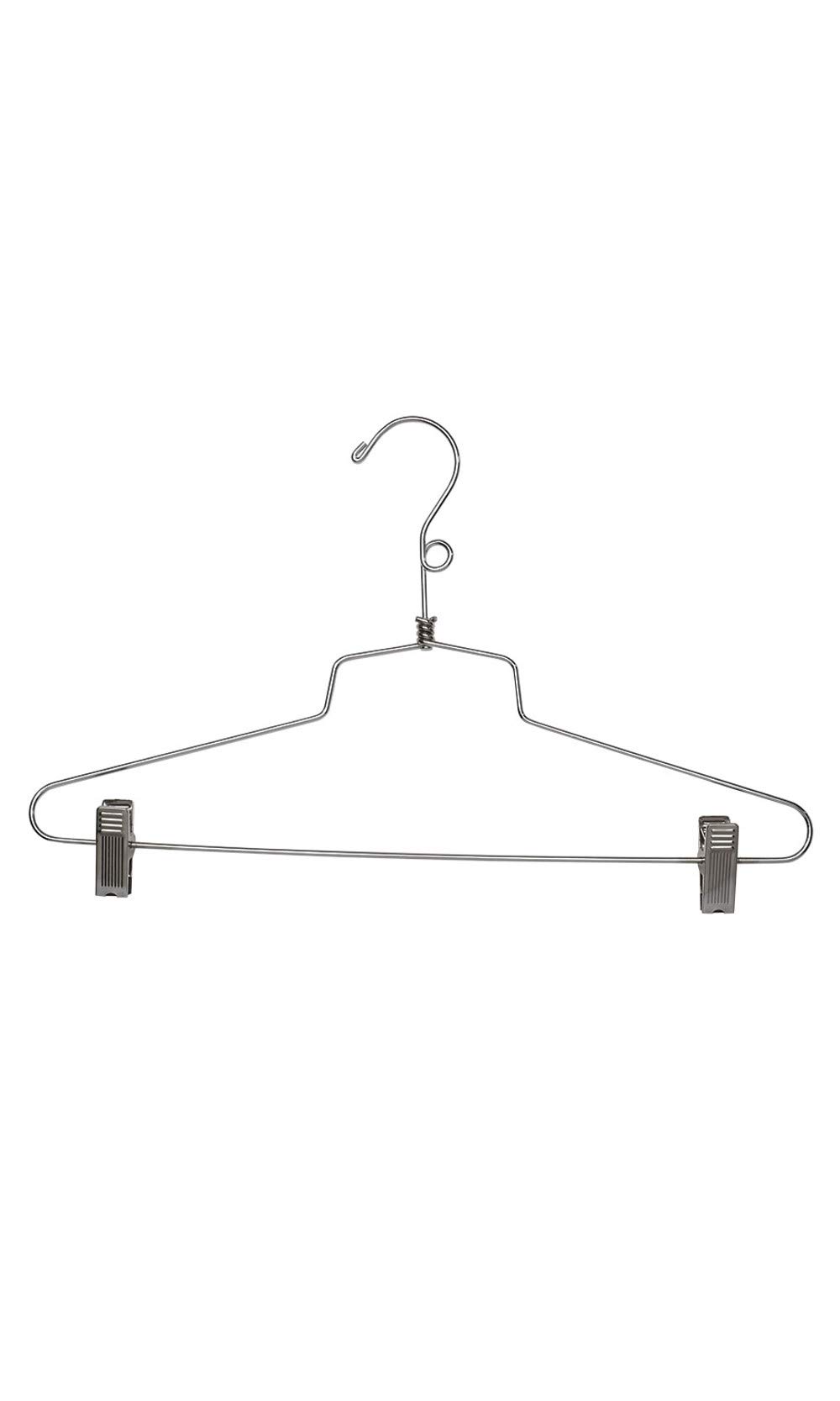 100 Pack 16-Inch Chrome Metal Hangers - Heavy Duty Closet Organizer for Shirts, Pants & Coats - Space Saving Closet Storage Solution