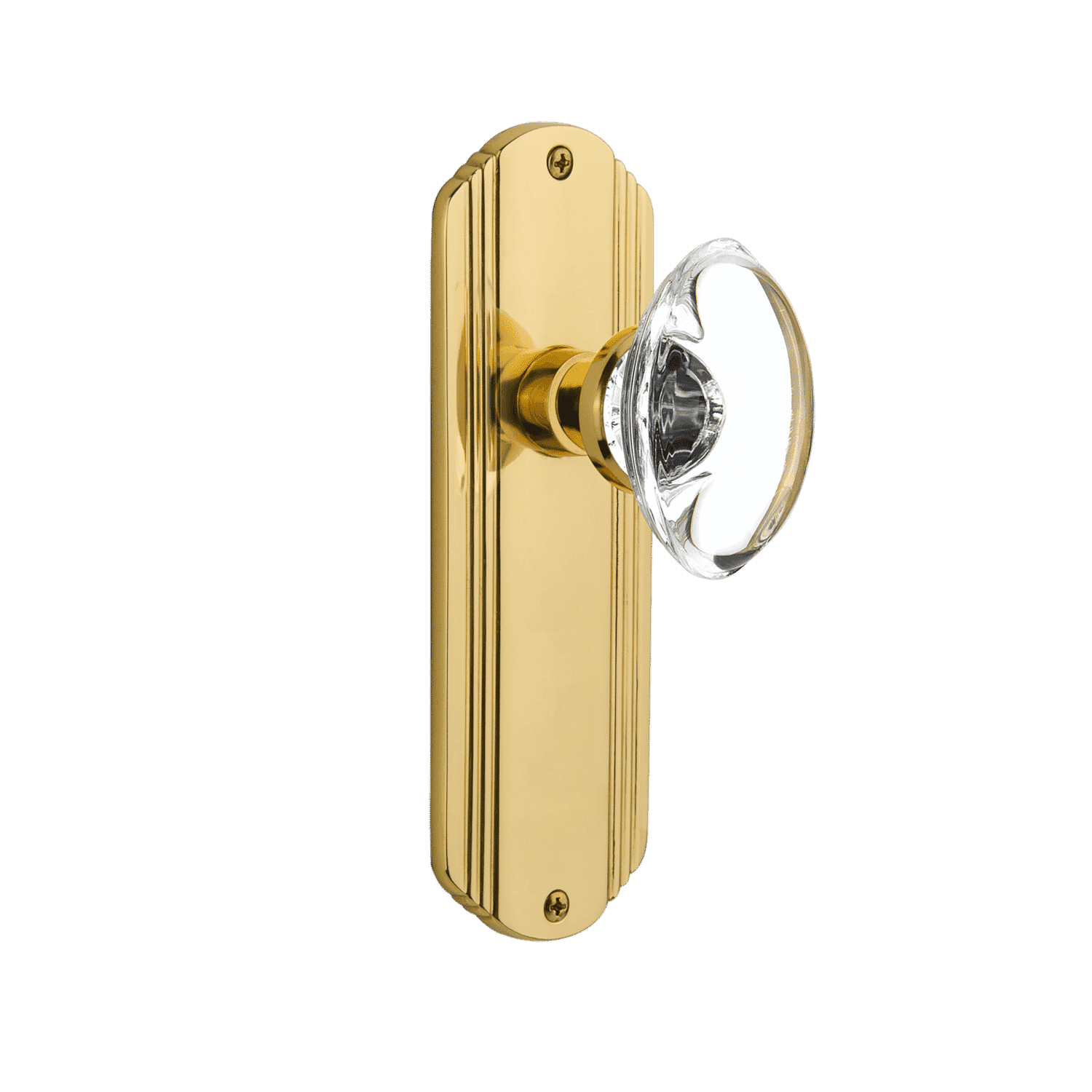 Decorative Long Plate with Oval Clear Crystal Knob in Unlacquered Brass - Perfect for Cabinet, Dresser & Furniture Hardware Upgrade