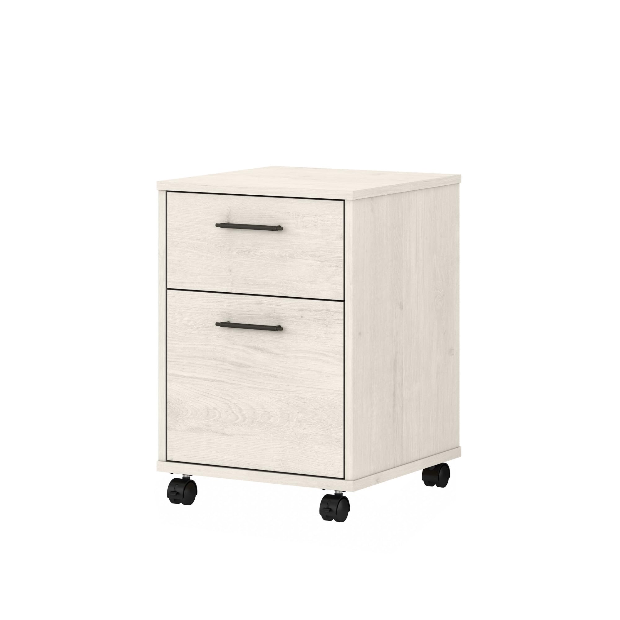 Bush Furniture Key West 2-Drawer Rolling File Cabinet - Linen White Oak Mobile Storage for Home Office, Small Under Desk Organizer with Wheels | Perfect for Document Storage & Workspace Organization