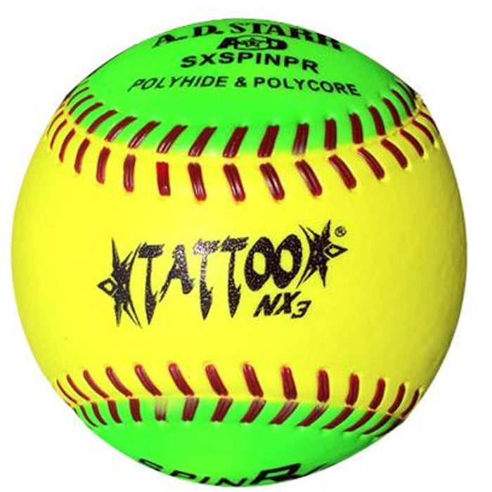 AD Starr Tattoo NX3 12 Inch Spinner Batting Practice Slowpitch Softball - One Dozen (12 Balls) - Perfect for Slow Pitch Training, Team Practice & Home Batting Drills