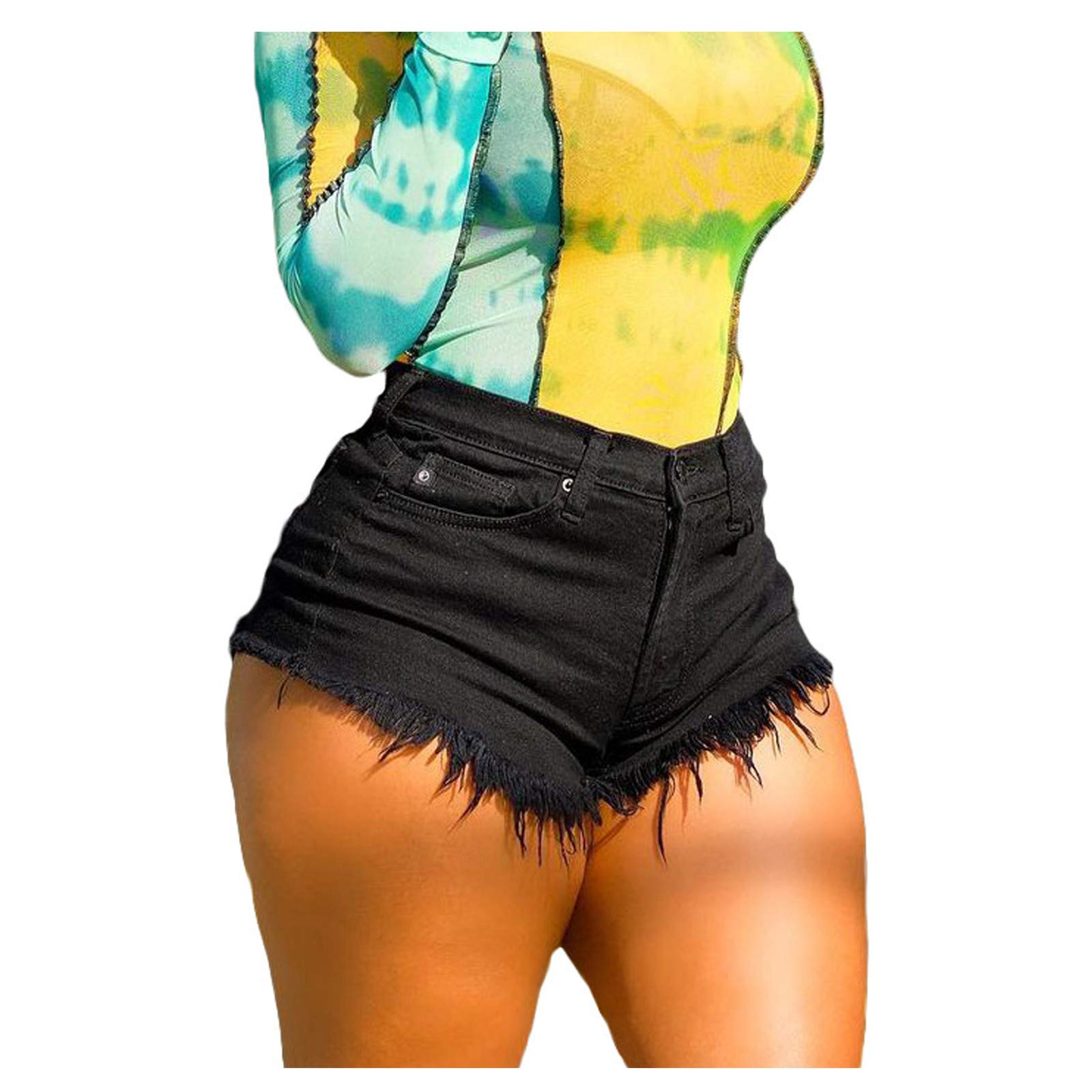 AAZJSS Women's Denim Shorts with Pockets - High Waisted Stretchy Distressed Jean Shorts for Summer | Casual Wear, Beach Outfits, Street Style Fashion