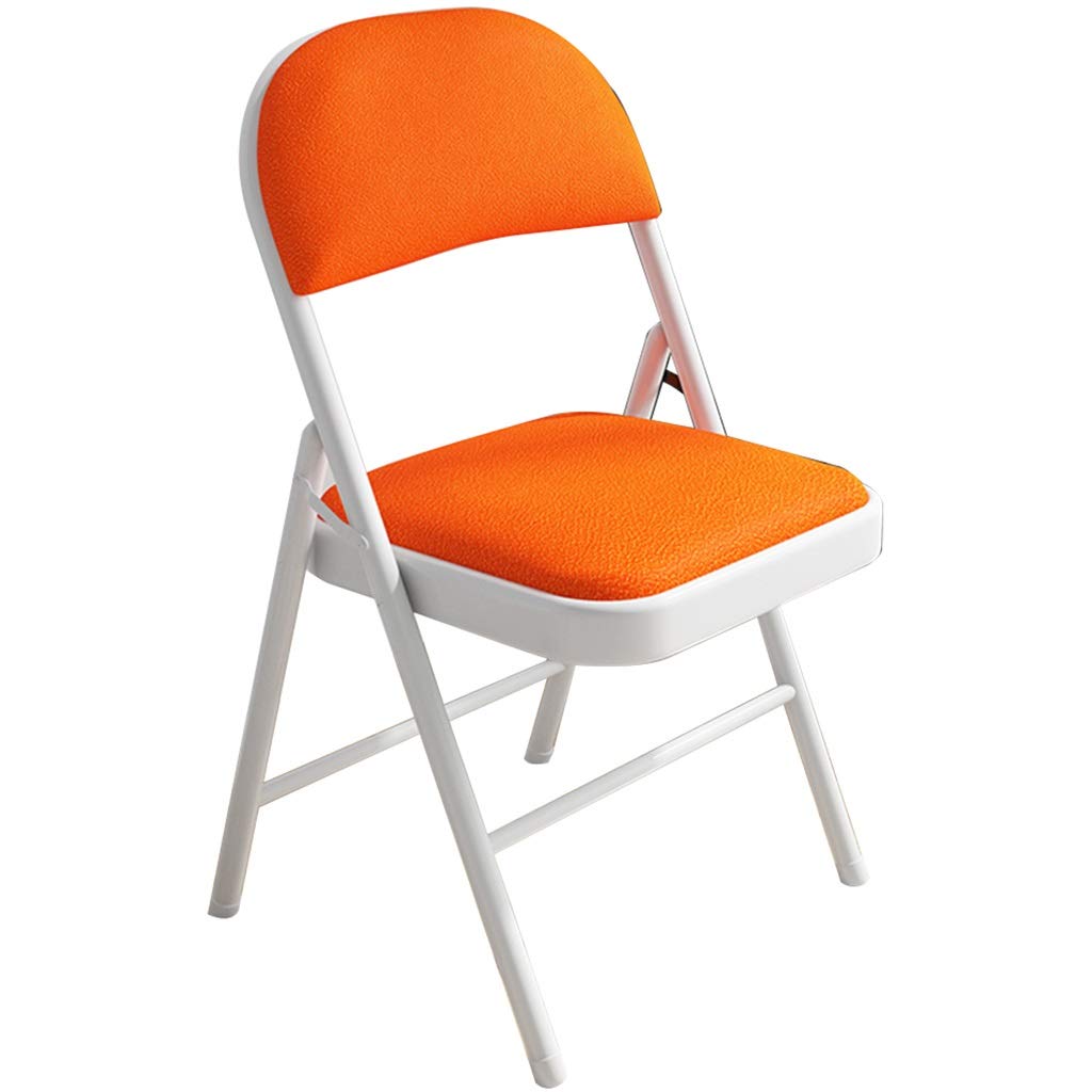 **Foldable Padded Dining Chair - Modern Kitchen & Balcony Lounge Chair with Triangular Stable Structure - Orange & White (47x45x78cm) - Perfect for Home Entertaining, Small Spaces & Outdoor Relaxation**
