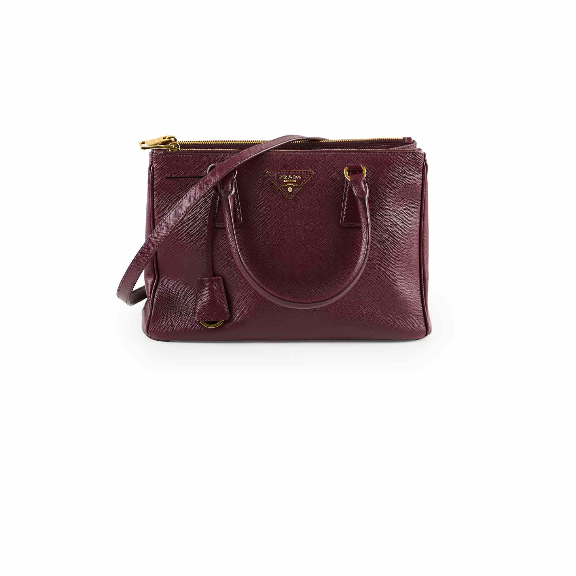 Prada Galleria Saffiano Leather Tote Bag for Women - Burgundy Luxury Handbag - Perfect for Work, Travel & Everyday Use
