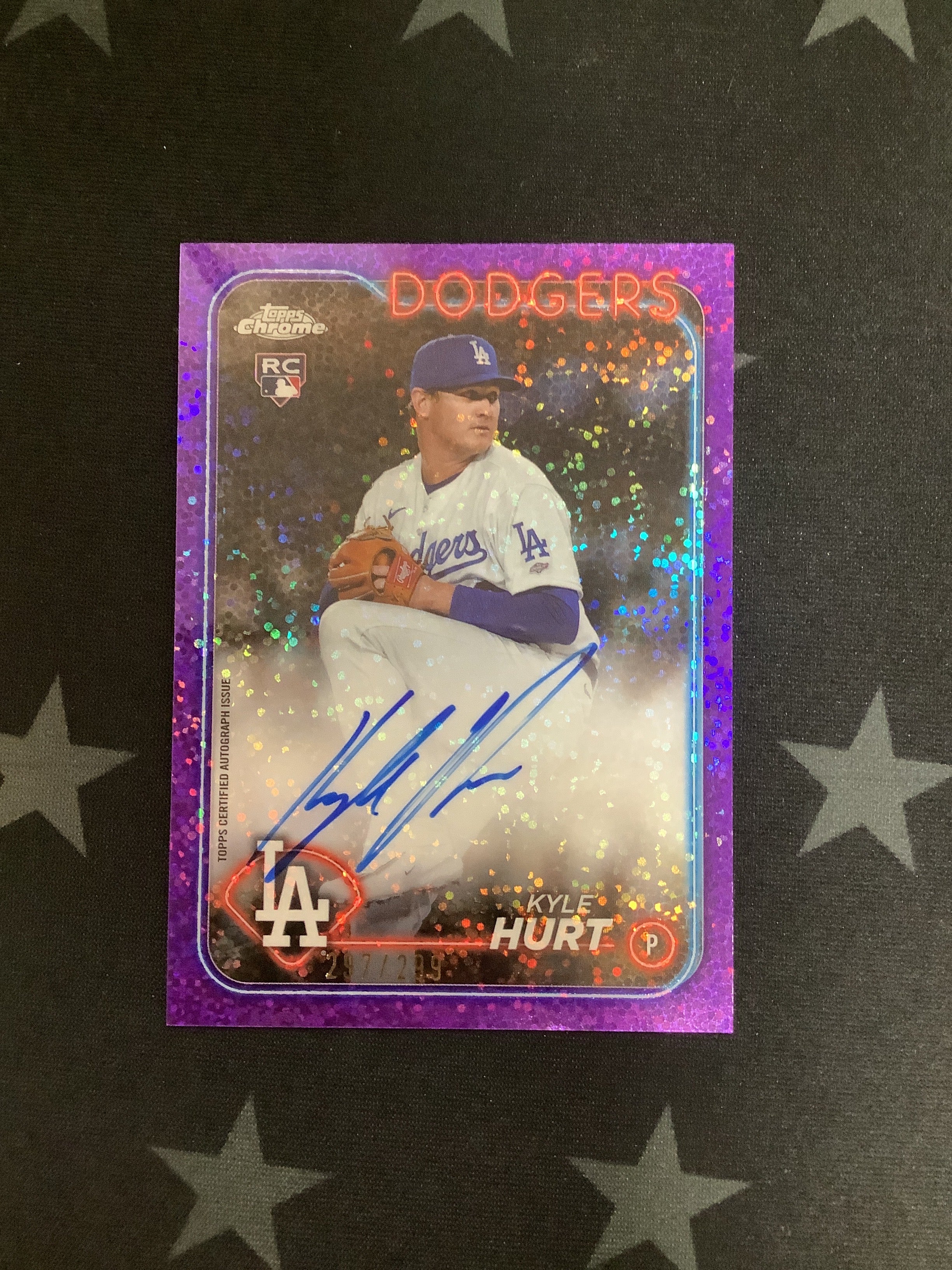 2024 Topps Chrome Kyle Hurt RC #RA KHU Purple Speckle Auto 297/299 - Rare Baseball Card for Collectors, Perfect for Sports Memorabilia Displays and Trading