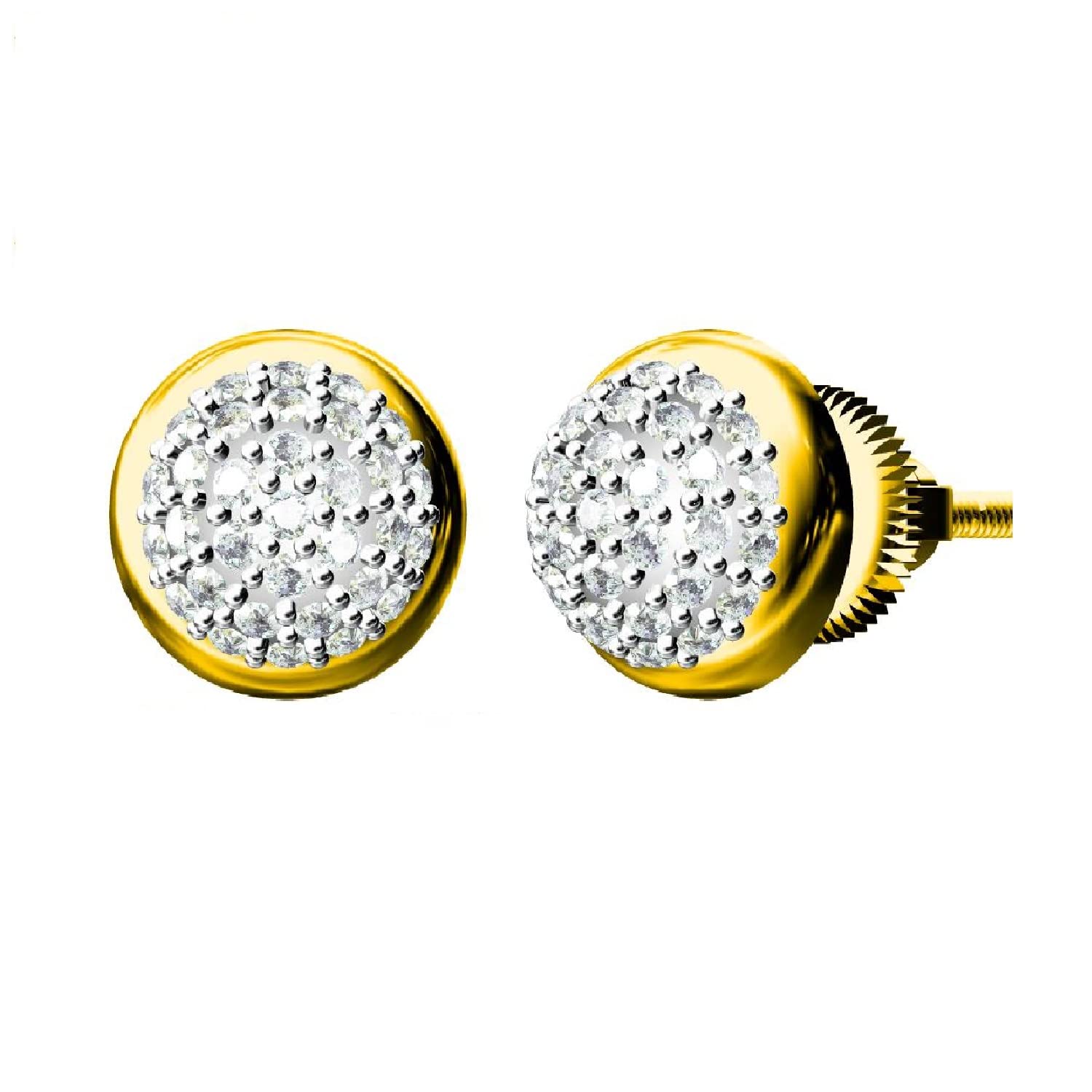Amazon Collection Yellow Sterling Silver Diamond Round Stud Earrings for Women (0.25ct) - Elegant Jewelry Gift for Birthday, Anniversary & Special Occasions