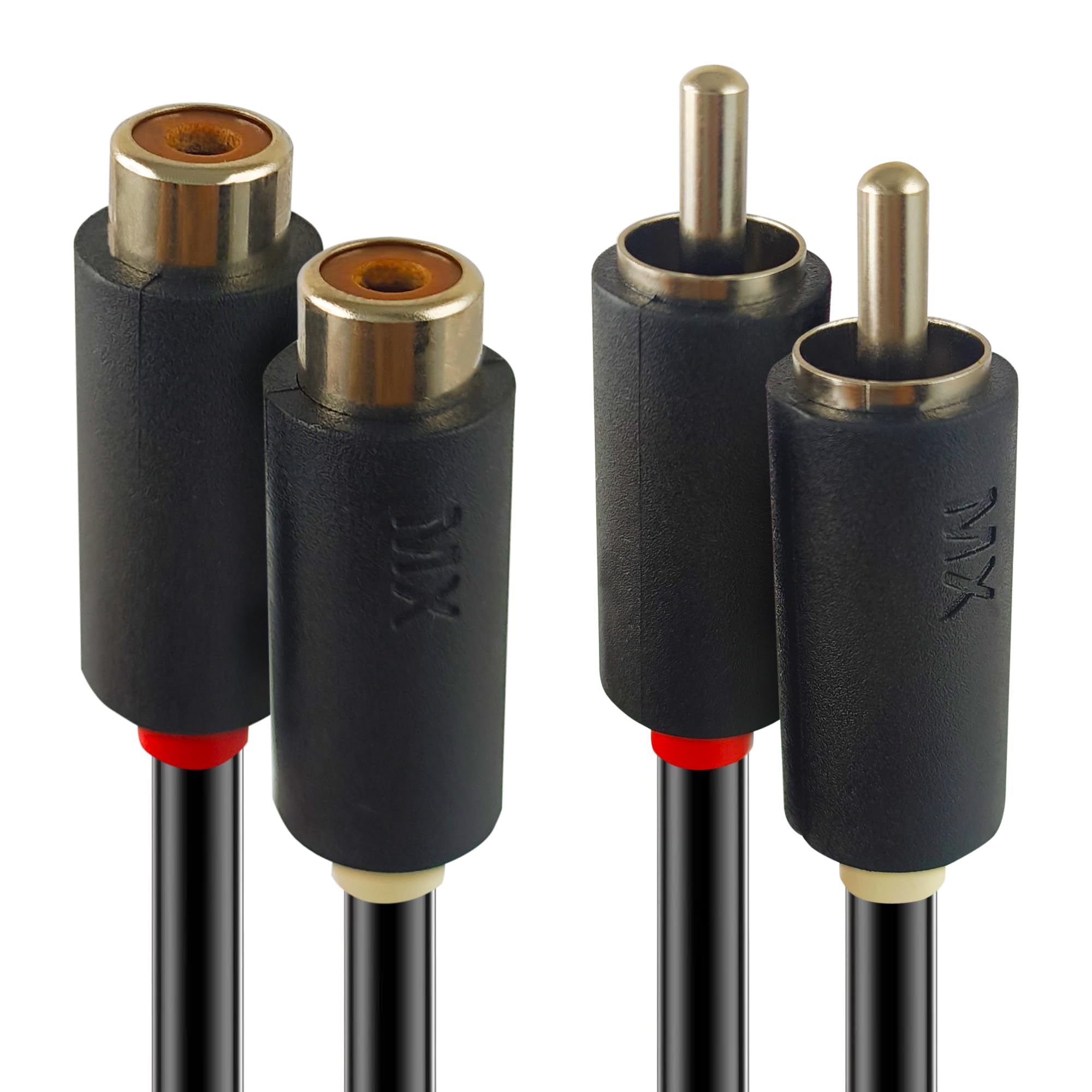 2 RCA Female to 2 RCA Male Stereo Audio Cable - Dual Shielded Subwoofer RCA Cord (1.5M) for Speakers, Amplifiers, Home Theater Systems - Perfect for CD/DVD Players, TVs & Hi-Fi Audio Setups