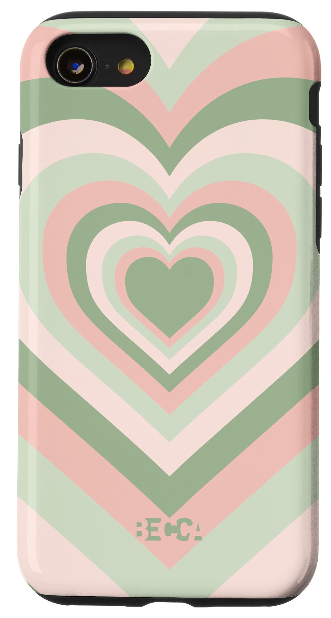 iPhone SE (2020) / 7 / 8 Love Heart Coffee Latte Sage Green Pattern Pink Phone Case - Stylish Protection for Daily Use & Gifts
