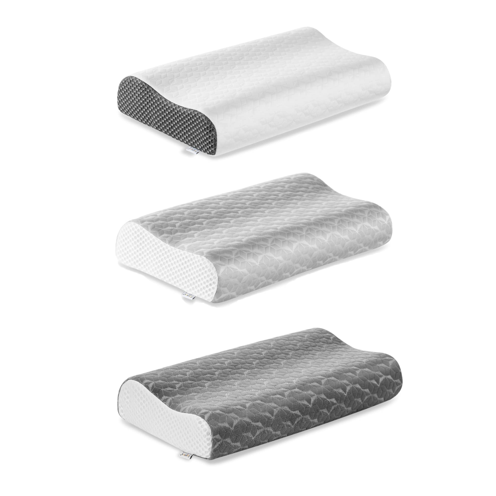 Joynox Cervical Memory Foam Pillow - 3 Pack Orthopedic Contour Pillow for Neck & Shoulder Pain Relief, Adjustable Ergonomic Support for Back, Side & Stomach Sleepers | Perfect for Home, Office & Travel Use