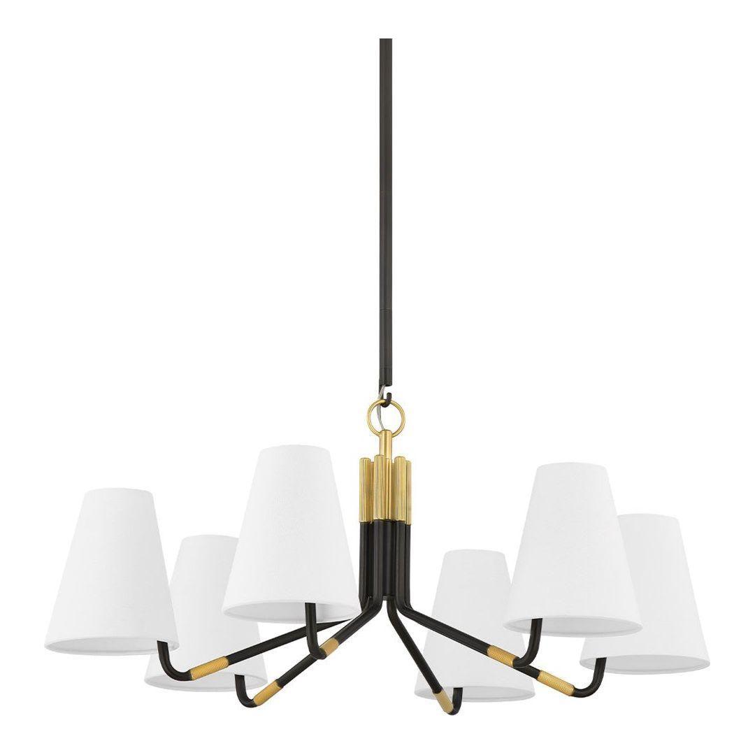 Stanwyck 6-Light Modern Crystal Chandelier for Dining Room - Elegant Ceiling Light Fixture with Clear Glass Shades - Perfect for Home, Bedroom, and Living Room Decor