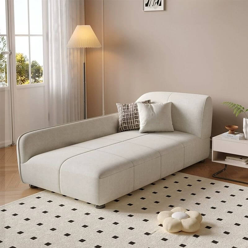Modern Waterproof Solid Color Chaise Lounge Sleeper Chair with Flared Arm - Right Arm Facing Chaise for Living Room, Bedroom, or Office Relaxation