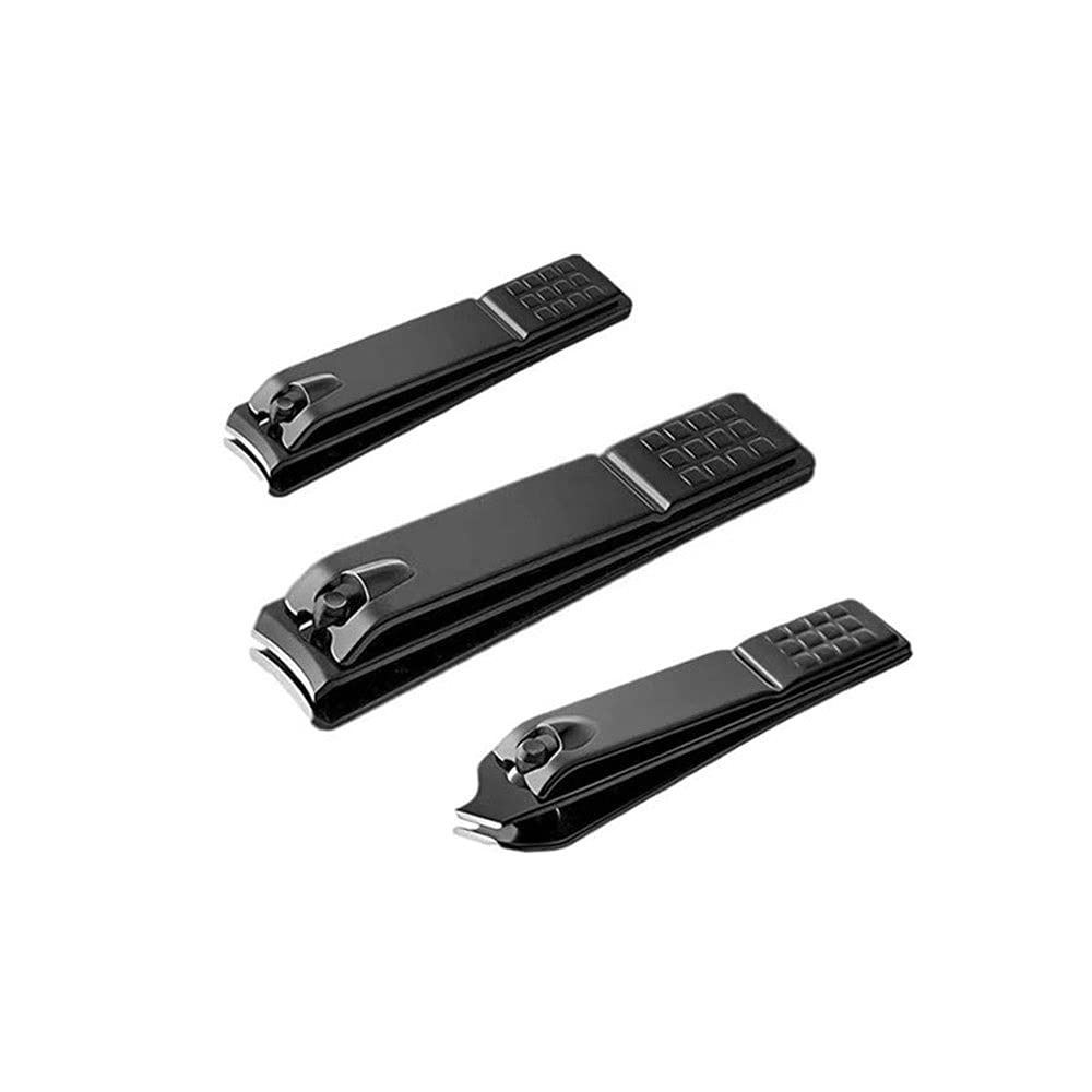 Professional QYTECzjd Stainless Steel Toe Nail Clippers 3-Piece Set - Black Nail Trimmer & Cutting Tool for Men & Women - Perfect for Home, Travel, and Pedicure Care