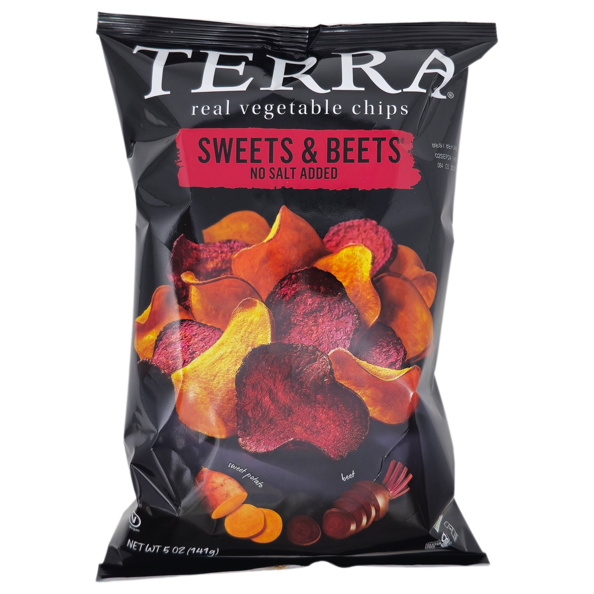 Terra No Salt Added Sweets & Beets Chips - 5 oz Healthy Snack for Kids, Vegan & Gluten-Free - Perfect for Lunchboxes, Parties & On-the-Go Snacking