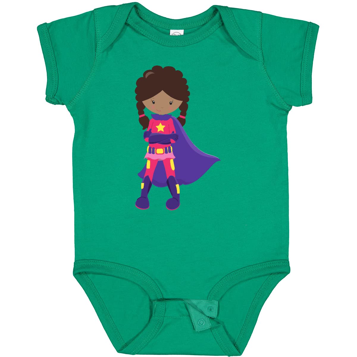 Inktastic African American Superhero Girl Cape Baby Bodysuit - Cute Outfit for Infants, Toddler Costume for Dress Up & Playtime