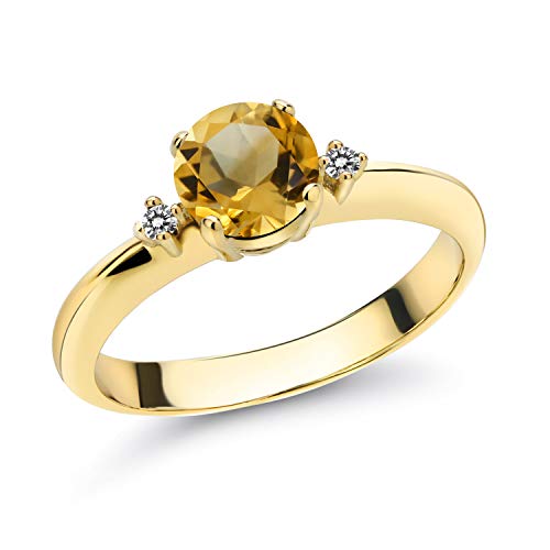 0.83Ct Citrine Diamond Ring 18K Gold Plated - Engagement Jewelry Gift