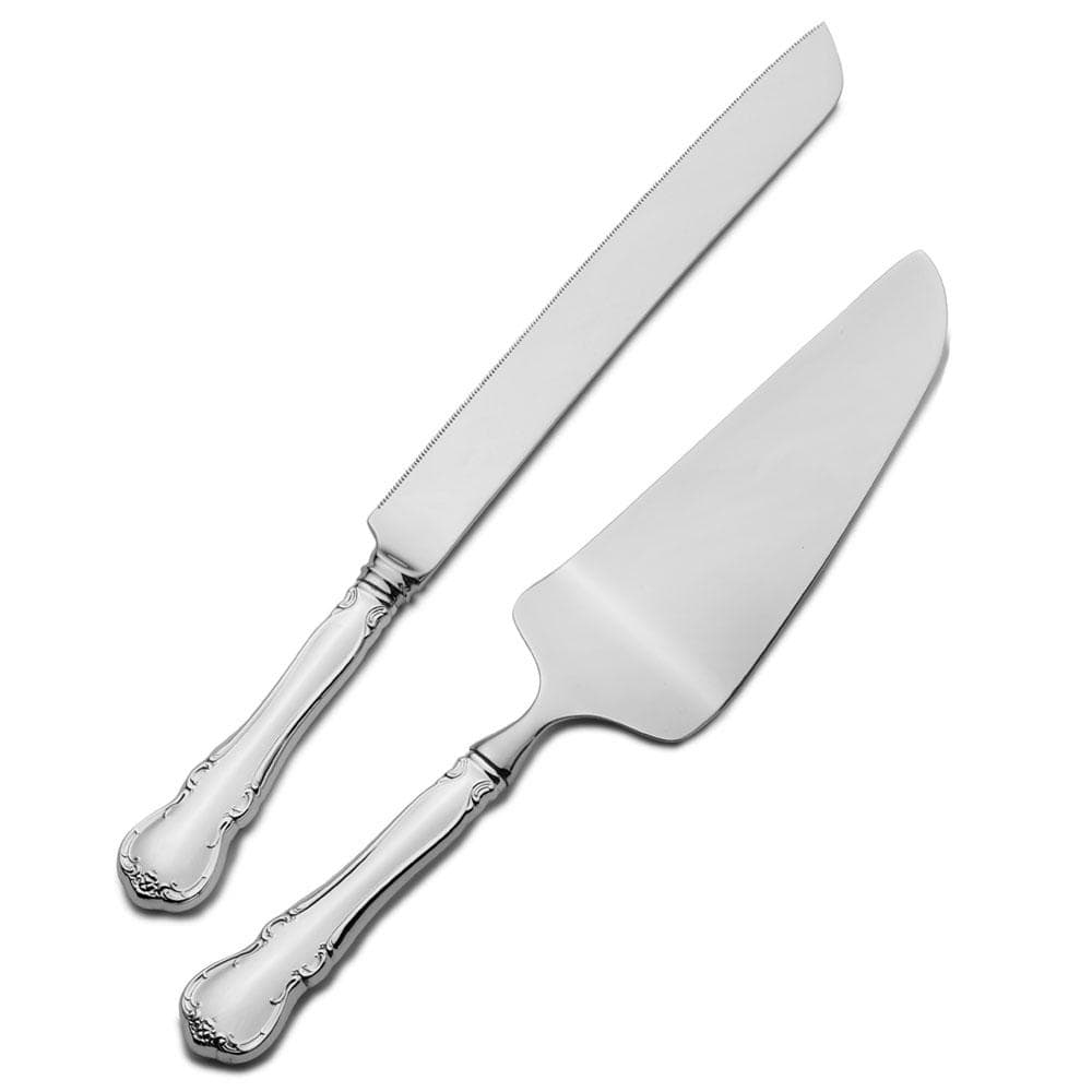 French Provincial Sterling Silver Wedding Cake Knife and Server Set - Elegant Cake Cutting Set for Weddings, Anniversaries & Special Occasions