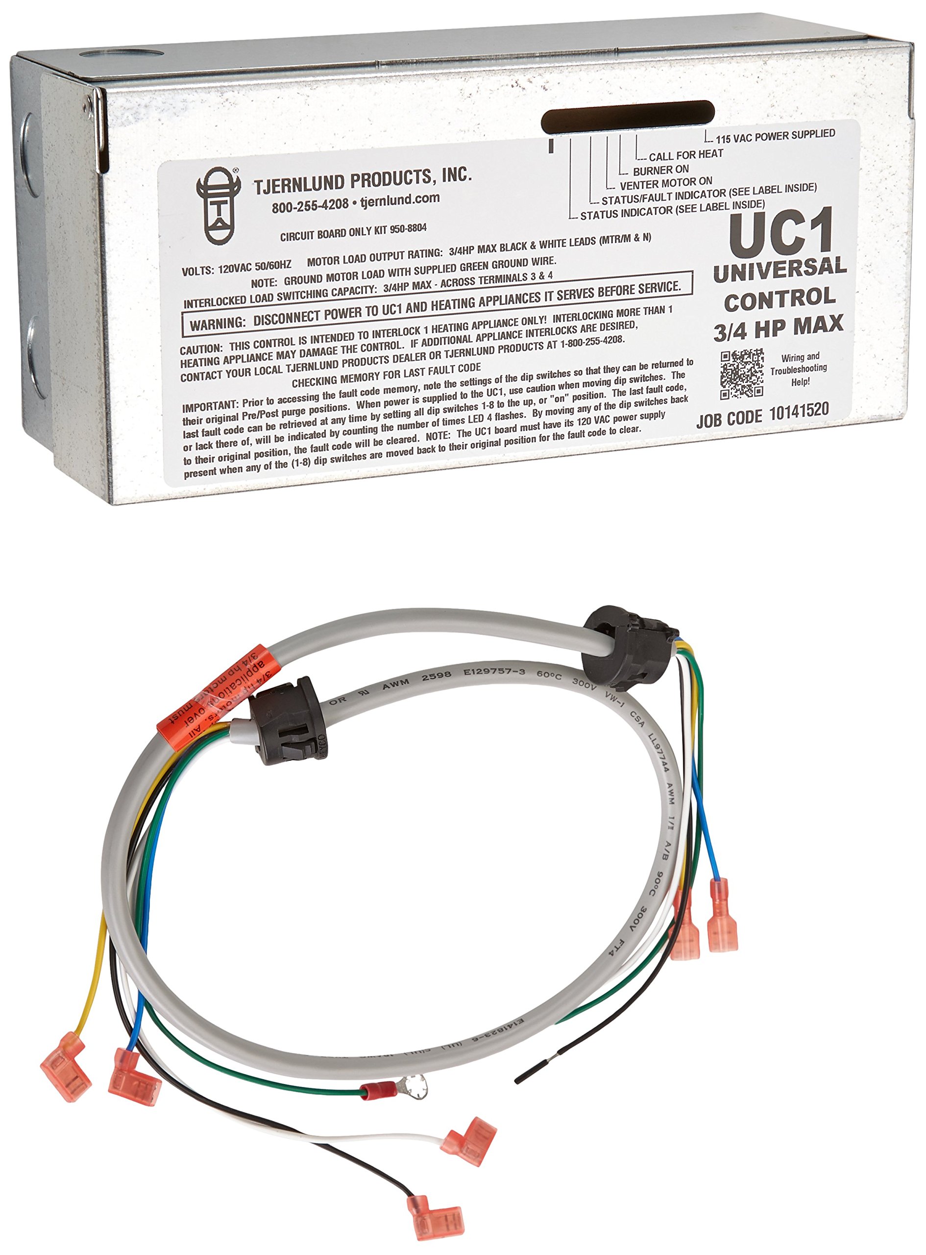 Tjernlund UC1 Universal Safety Interlock Control for Sidewall Power Venters, Draft Inducers & Combustion Air Fans - HVAC System Safety Device for Home & Commercial Use