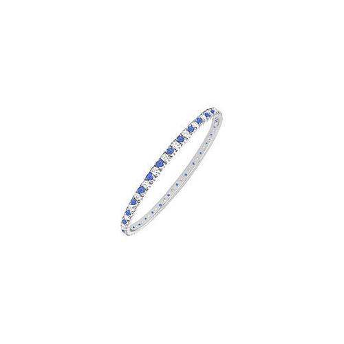 14K White Gold Sapphire and Diamond Eternity Bangle - 2.00 CT TGW - Elegant Jewelry Gift for Women, Anniversary, Wedding & Special Occasions