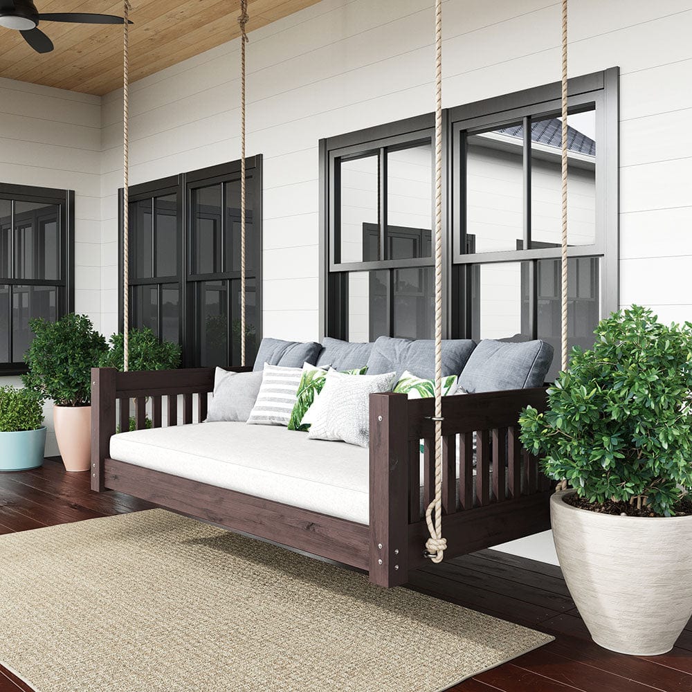 Lone Star Swing Co. Dallas Red Cedar Full Daybed Swing - Outdoor Porch Swing for Patio, Garden, Backyard Relaxation & Comfort