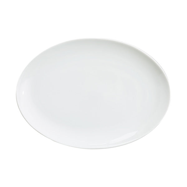 Alani 025261 14.25x10.25 Inch White Porcelain Oval Plates - Set of 12 Restaurant Dinner Plates for Catering, Buffet & Fine Dining