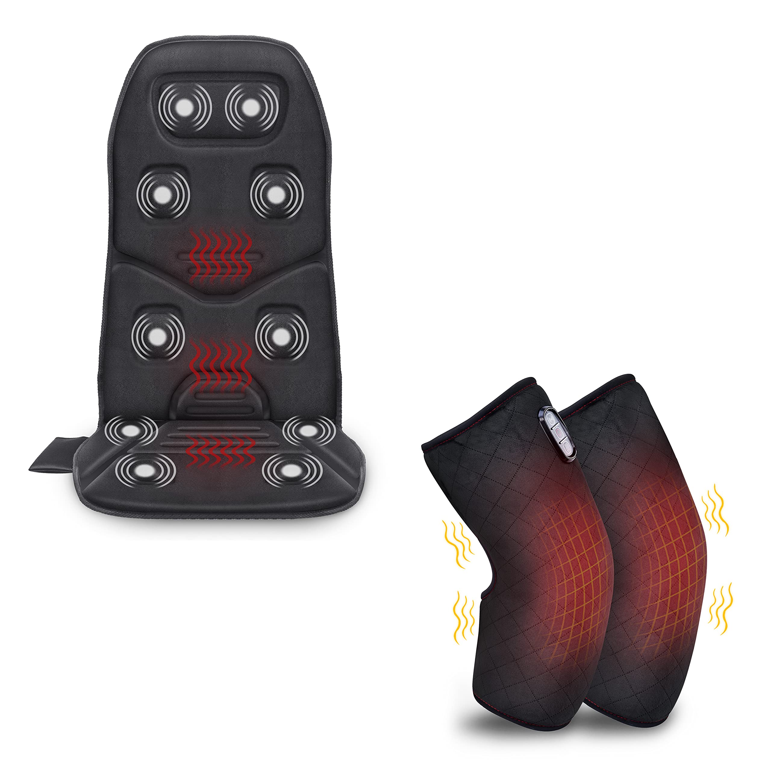 COMFIER Heated Massage Seat Cushion with 10 Vibration Motors - Electric Seat Warmer & Back Massager Pad for Office Chair, Car, Home Use - Perfect Gift for Women & Men - Relieve Back Pain & Stress While Working or Relaxing