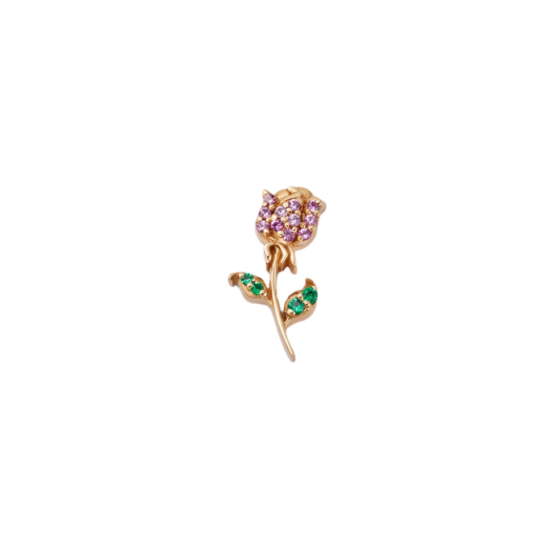 Pink Sapphire Rose Charm Pendant - Elegant Jewelry Gift for Women, Perfect for Valentine's Day, Anniversary & Special Occasions