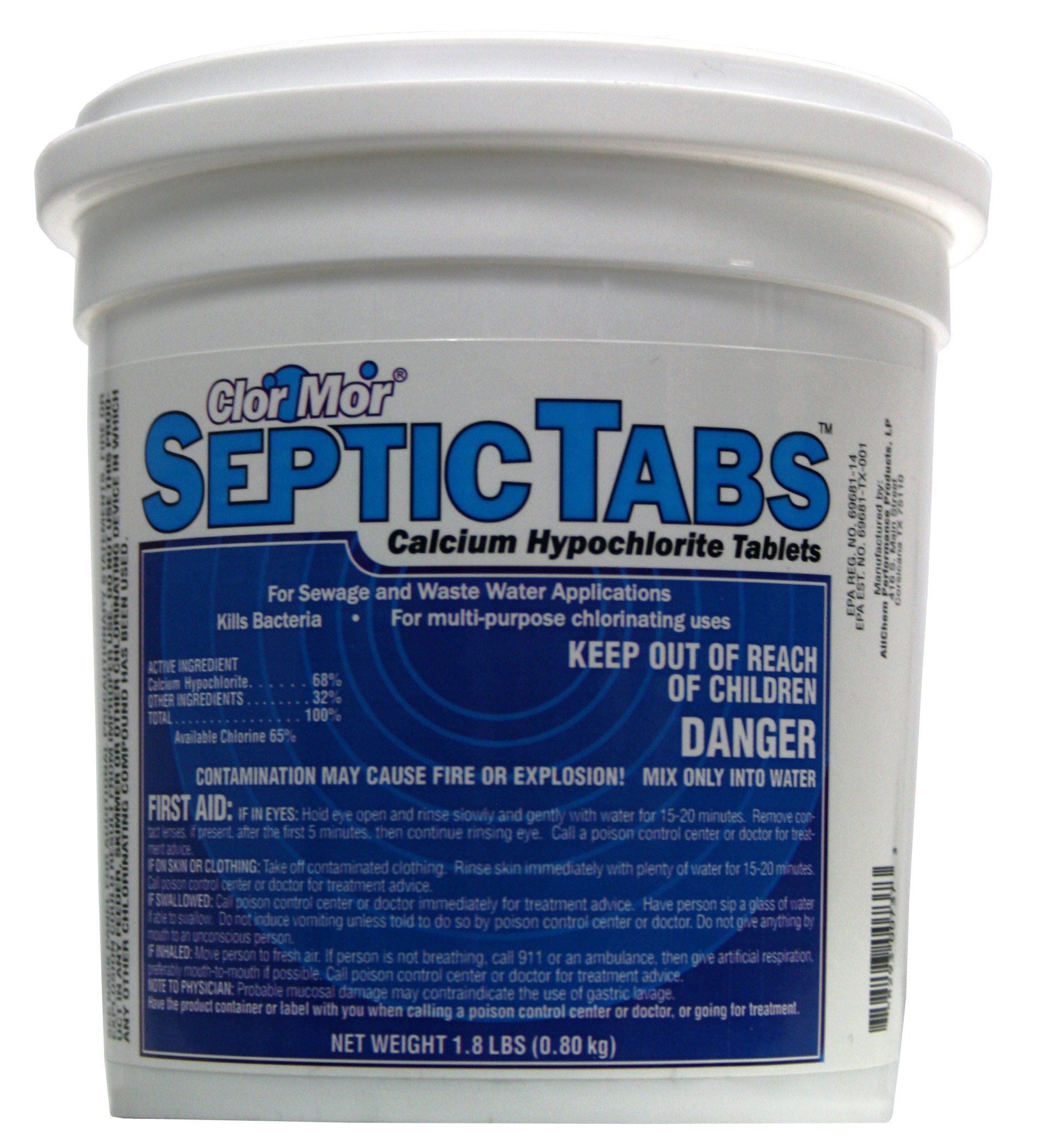 Clor Mor Septic Sewage System Chlorine Tablets 7.2 lbs - Effective Wastewater Treatment for Home & RV Septic Tanks | Long-Lasting Chlorine Cleaner