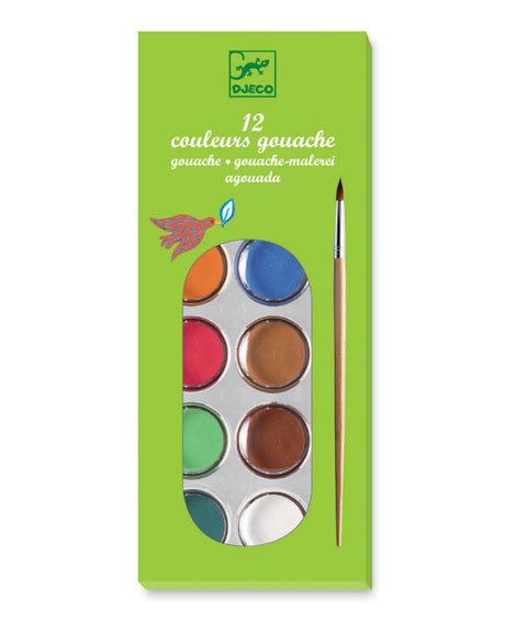 12-Color Classic Cake Set by Djeco - Perfect for Birthday Parties, Art Classes & Creative Play