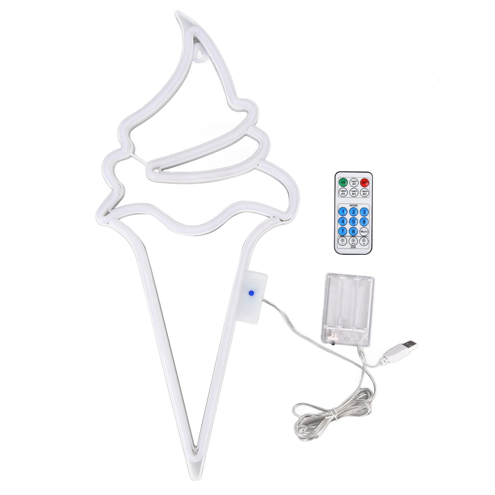 Handmade Ice Cream LED Neon Sign - USB Powered Hanging Decorative Light for Bar, Game Room, Cafe & Home Decor - Cool White & Blue Neon Lights - Perfect for Parties, Weddings & Retro Themed Events