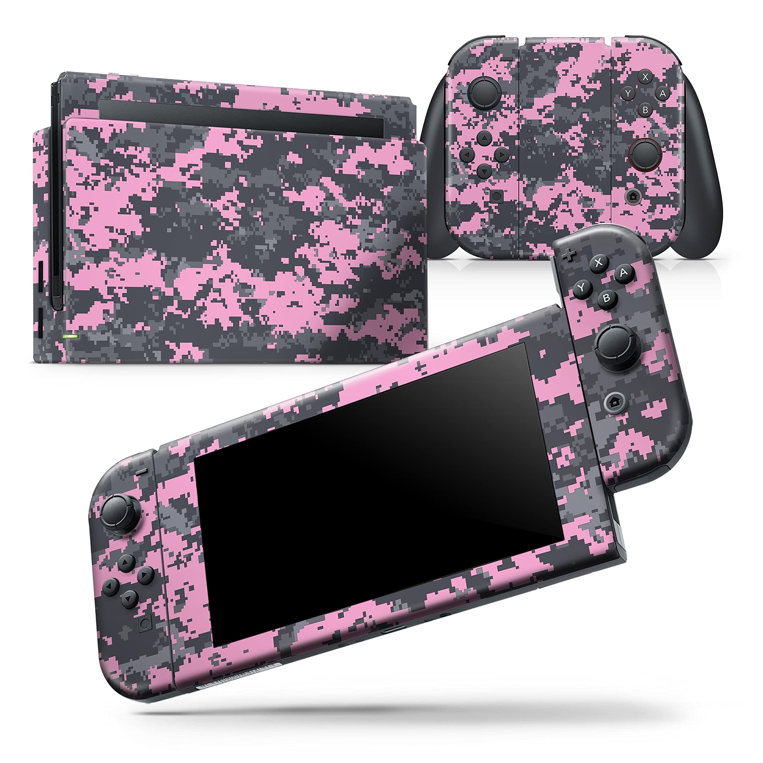 Nintendo Switch Joy-Con Skin Decal - Scratch-Resistant Removable Vinyl Wrap Cover - Light Pink & Gray Camo Design - Perfect for Gaming Protection & Customization