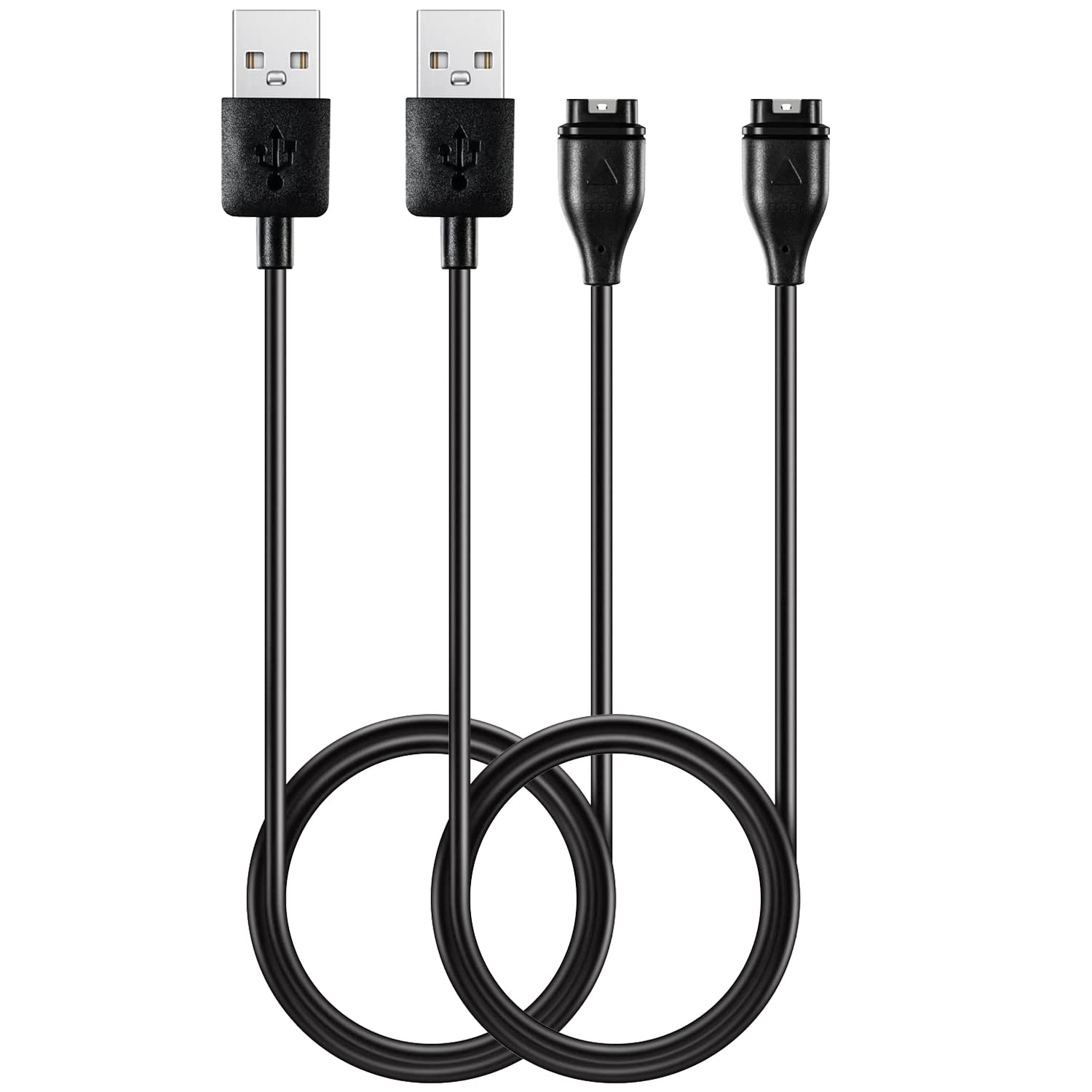 ECSEM Replacement USB Charger Cable for Garmin Vivoactive 4/4S Smartwatch - 2 Pack Fast Charging Data Sync Clip - Perfect for Home, Office, Travel & Workout Charging