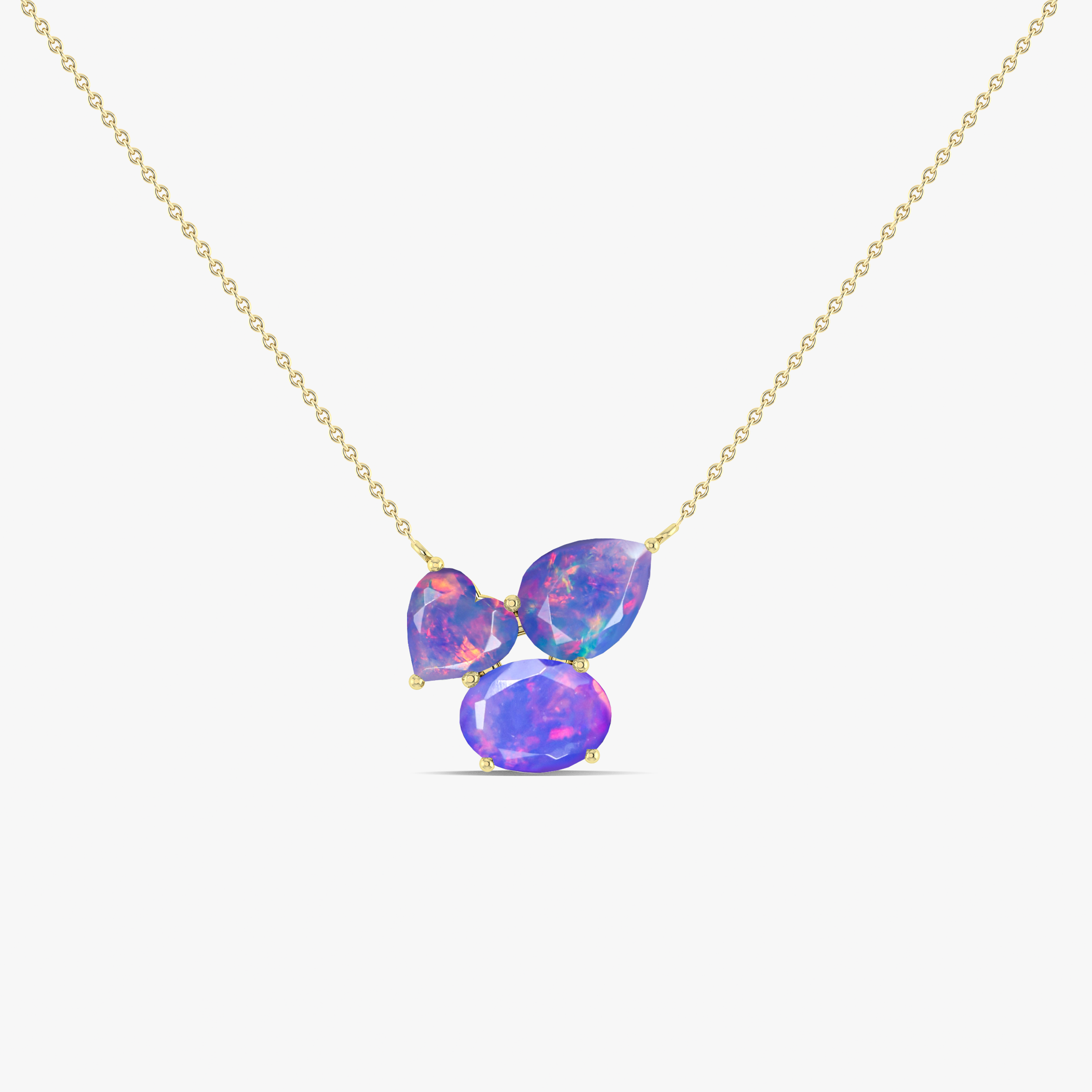 Lavender Opal Three Stone Pendant Necklace - Elegant Gemstone Jewelry for Women | Perfect for Weddings, Anniversaries & Special Occasions