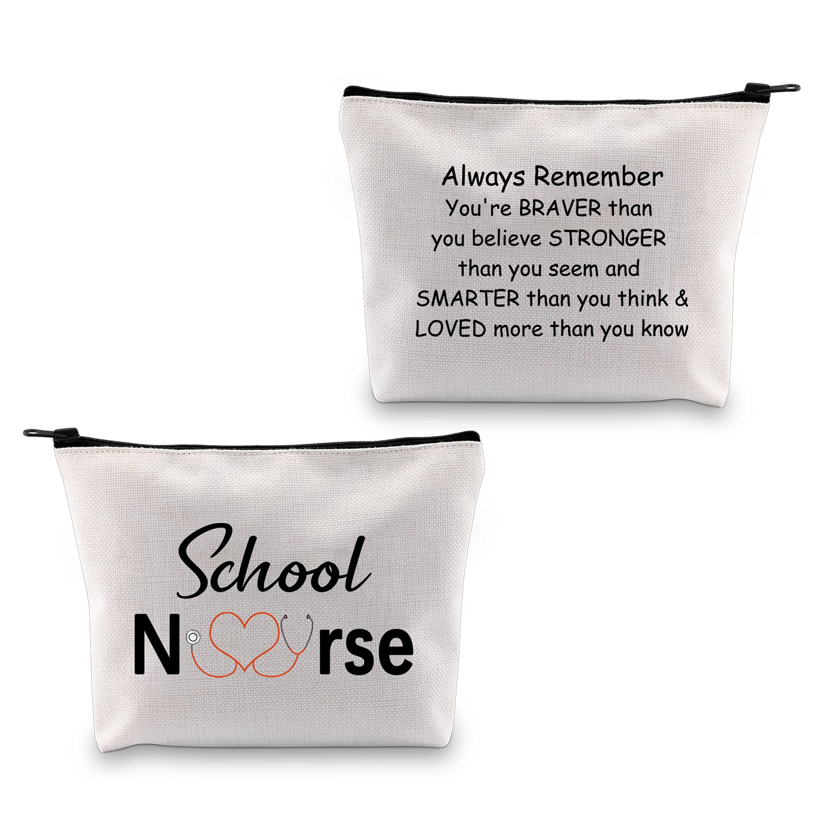 MBMSO School Nurse Makeup Bag - Perfect Gift for School Nurses, Retirement & Appreciation - Cosmetic & Travel Toiletry Organizer for Work, Travel & Daily Use