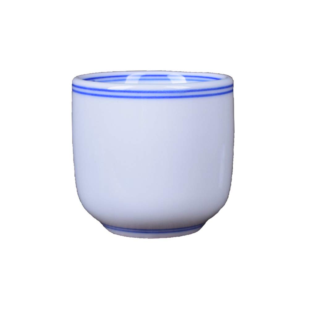 Handmade Chinese Kung Fu Tea Cup Set - 3 Blue and White Bone China Tea Cups (100ml) - Ceramic Handleless Tea Mugs - Perfect Gift for Tea Lovers, Meditation & Zen Decor