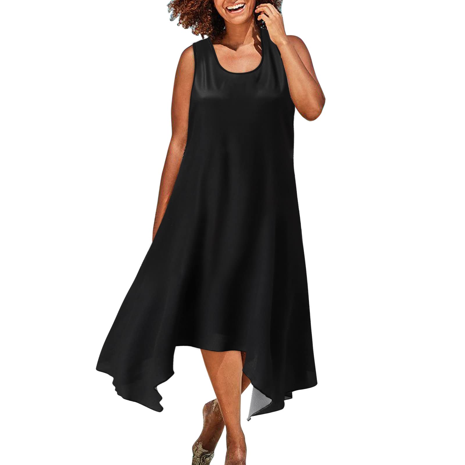Women's Vintage Bohemian Knit Dress - Loose Sleeveless Summer Casual Dress with Floral Print | Perfect for Beach Vacations, Music Festivals & Boho-Chic Everyday Wear